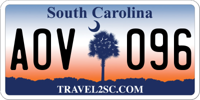 SC license plate AOV096