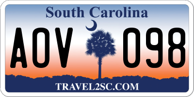 SC license plate AOV098