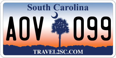 SC license plate AOV099