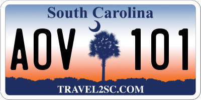 SC license plate AOV101