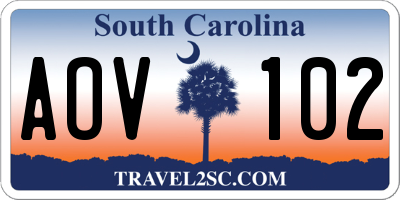 SC license plate AOV102