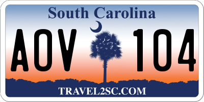 SC license plate AOV104
