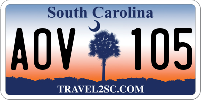 SC license plate AOV105