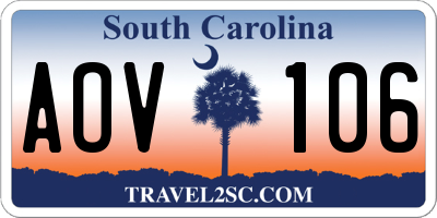 SC license plate AOV106
