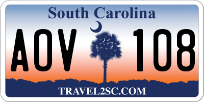 SC license plate AOV108