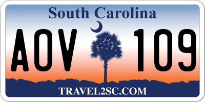 SC license plate AOV109