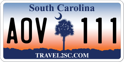 SC license plate AOV111