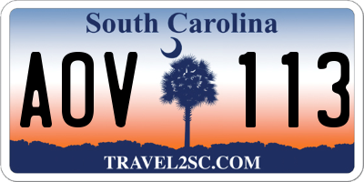SC license plate AOV113