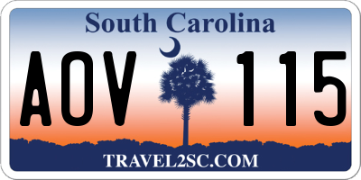 SC license plate AOV115