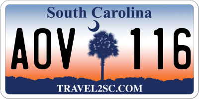 SC license plate AOV116