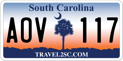 SC license plate AOV117