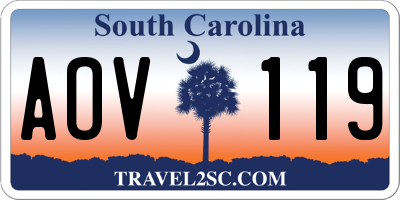 SC license plate AOV119