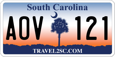 SC license plate AOV121