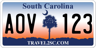 SC license plate AOV123