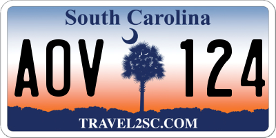 SC license plate AOV124