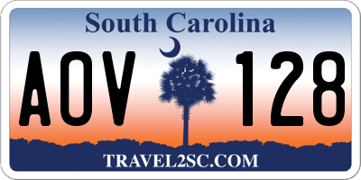 SC license plate AOV128