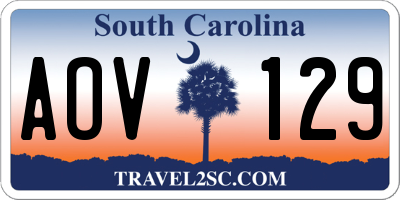 SC license plate AOV129