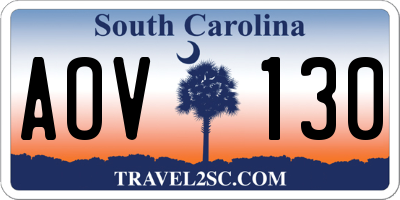 SC license plate AOV130