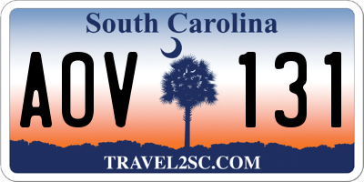 SC license plate AOV131