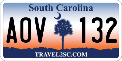 SC license plate AOV132