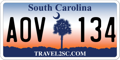 SC license plate AOV134