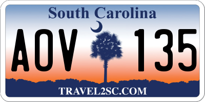 SC license plate AOV135