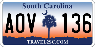 SC license plate AOV136