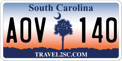 SC license plate AOV140