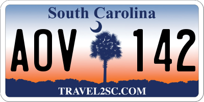 SC license plate AOV142