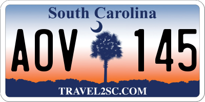 SC license plate AOV145