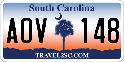 SC license plate AOV148