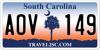 SC license plate AOV149