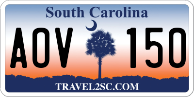 SC license plate AOV150