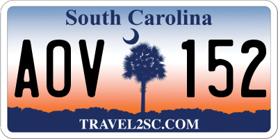 SC license plate AOV152