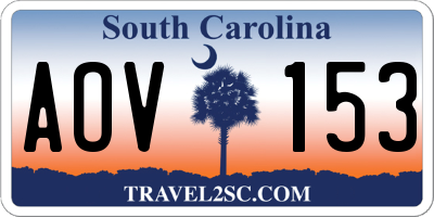 SC license plate AOV153