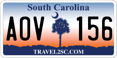 SC license plate AOV156