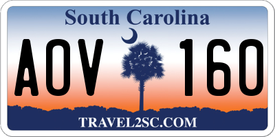 SC license plate AOV160