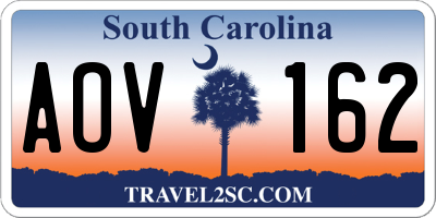 SC license plate AOV162