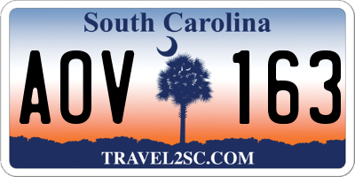 SC license plate AOV163