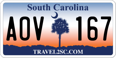 SC license plate AOV167