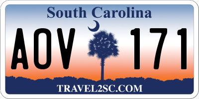 SC license plate AOV171