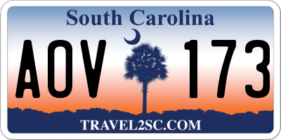 SC license plate AOV173
