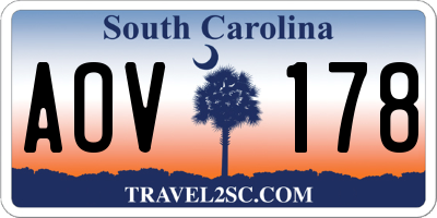 SC license plate AOV178