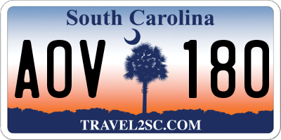 SC license plate AOV180