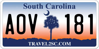 SC license plate AOV181