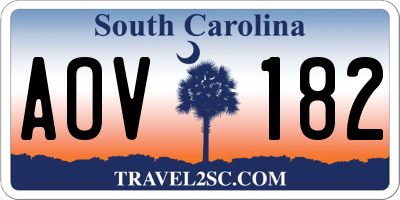 SC license plate AOV182