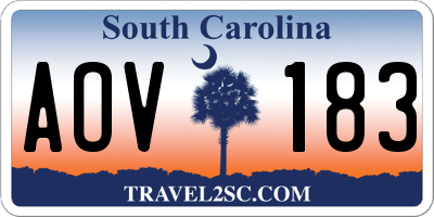 SC license plate AOV183