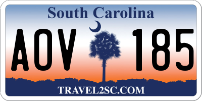 SC license plate AOV185