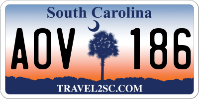 SC license plate AOV186