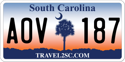 SC license plate AOV187